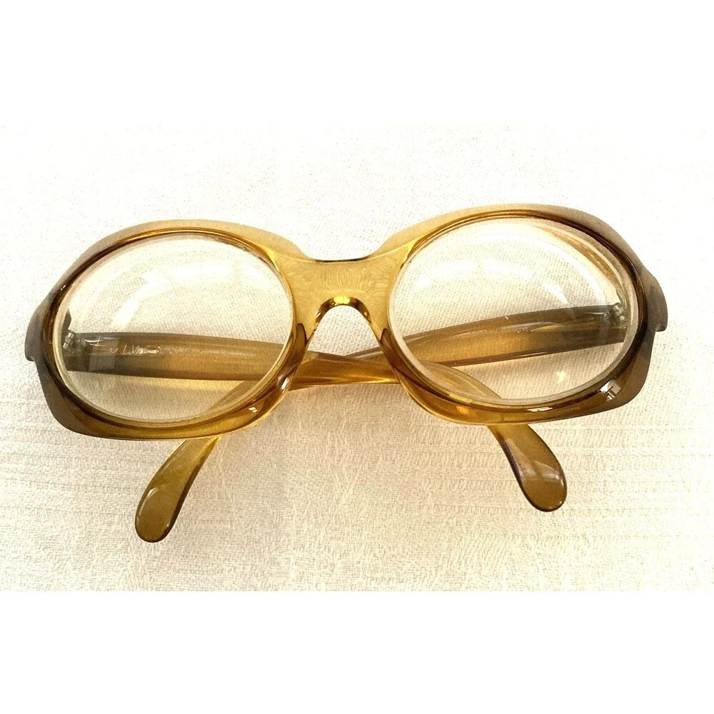 Vintage 70s Givenchy Oversize Eyeglass Frames UNICO Amber Brown Fade Austria